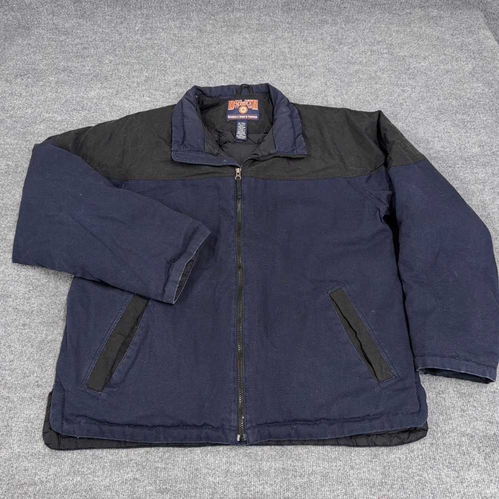 Duluth Trading Co Jacket Mens XLT Navy Goose Down Nylon Canvas Puffer Full Zip - Picture 2 of 8